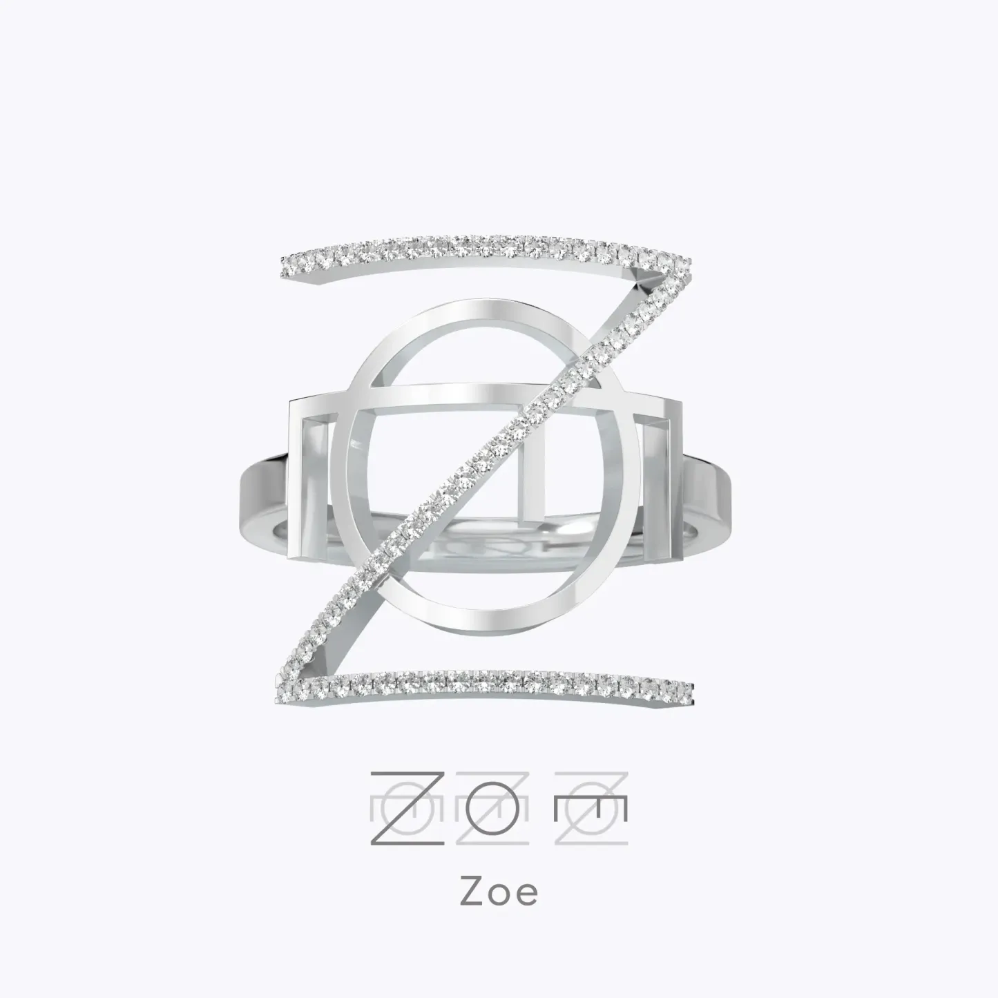 Geo Code Custom Pavé Initial Name Logo Monogram Ring