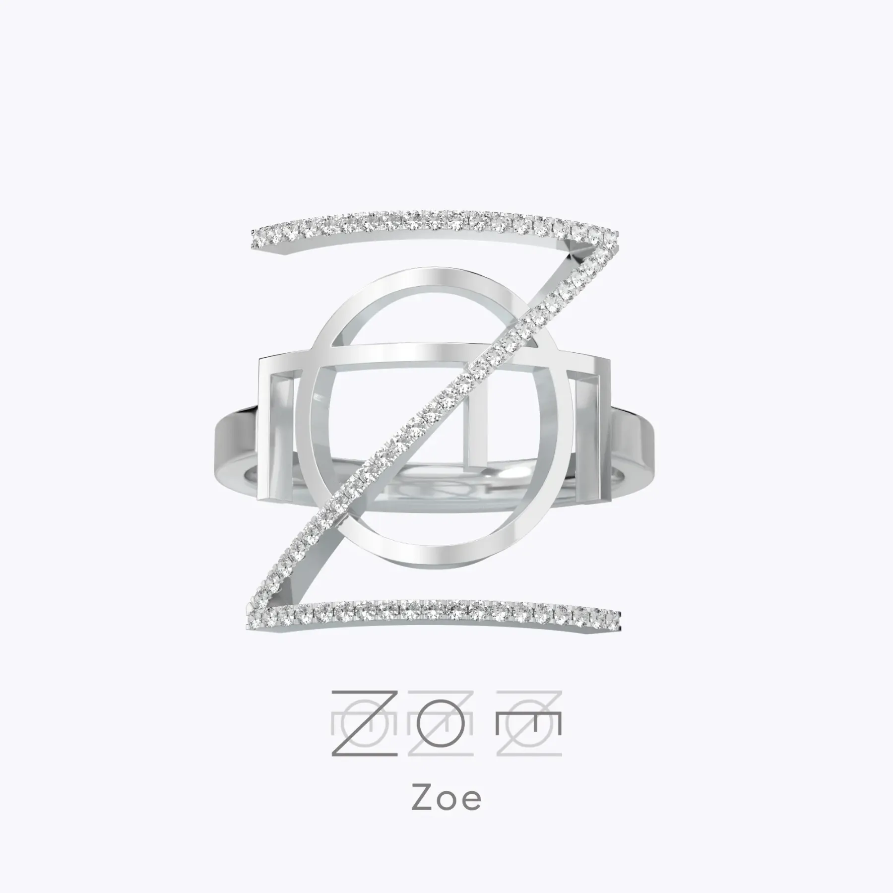 Geo Code Custom Pavé Initial Name Logo Monogram Ring