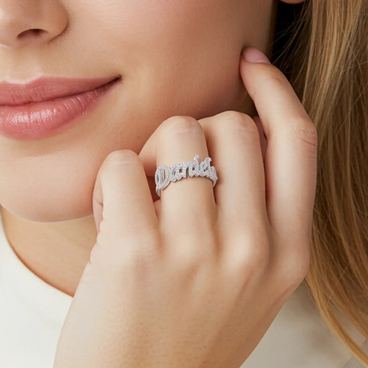 Custom Pavé Birthstone Name Ring