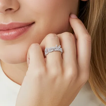 Custom Pavé Birthstone Name Ring