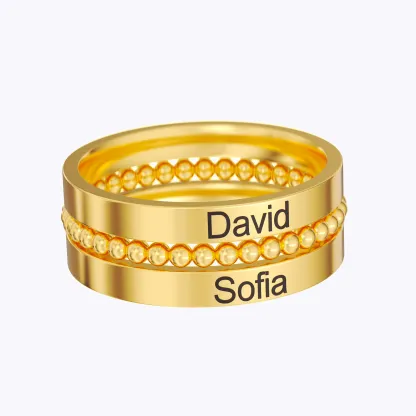 Custom 3 Pcs Name Ring Set