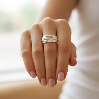 Custom 3 Pcs Name Ring Set