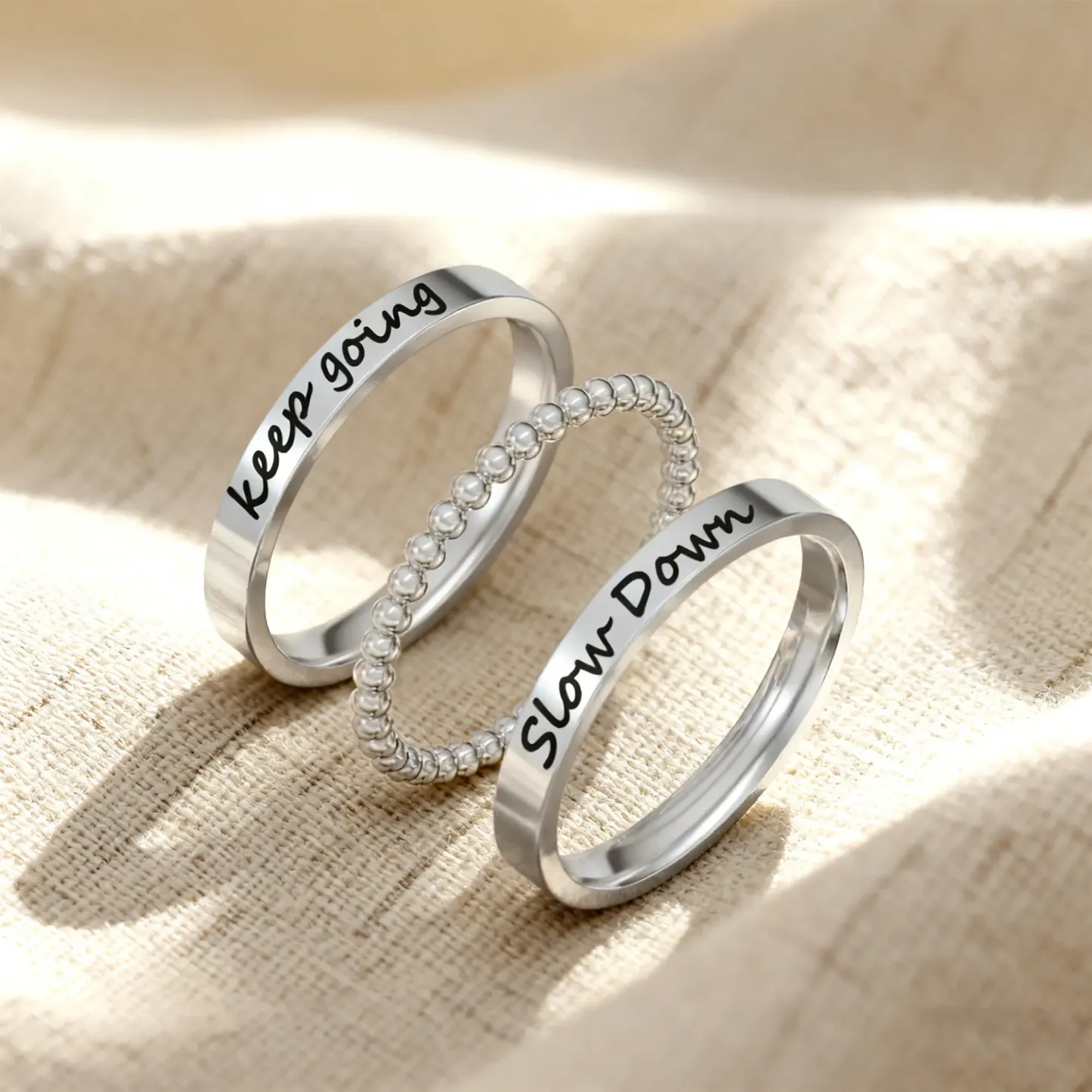 Custom 3 Pcs Name Ring Set