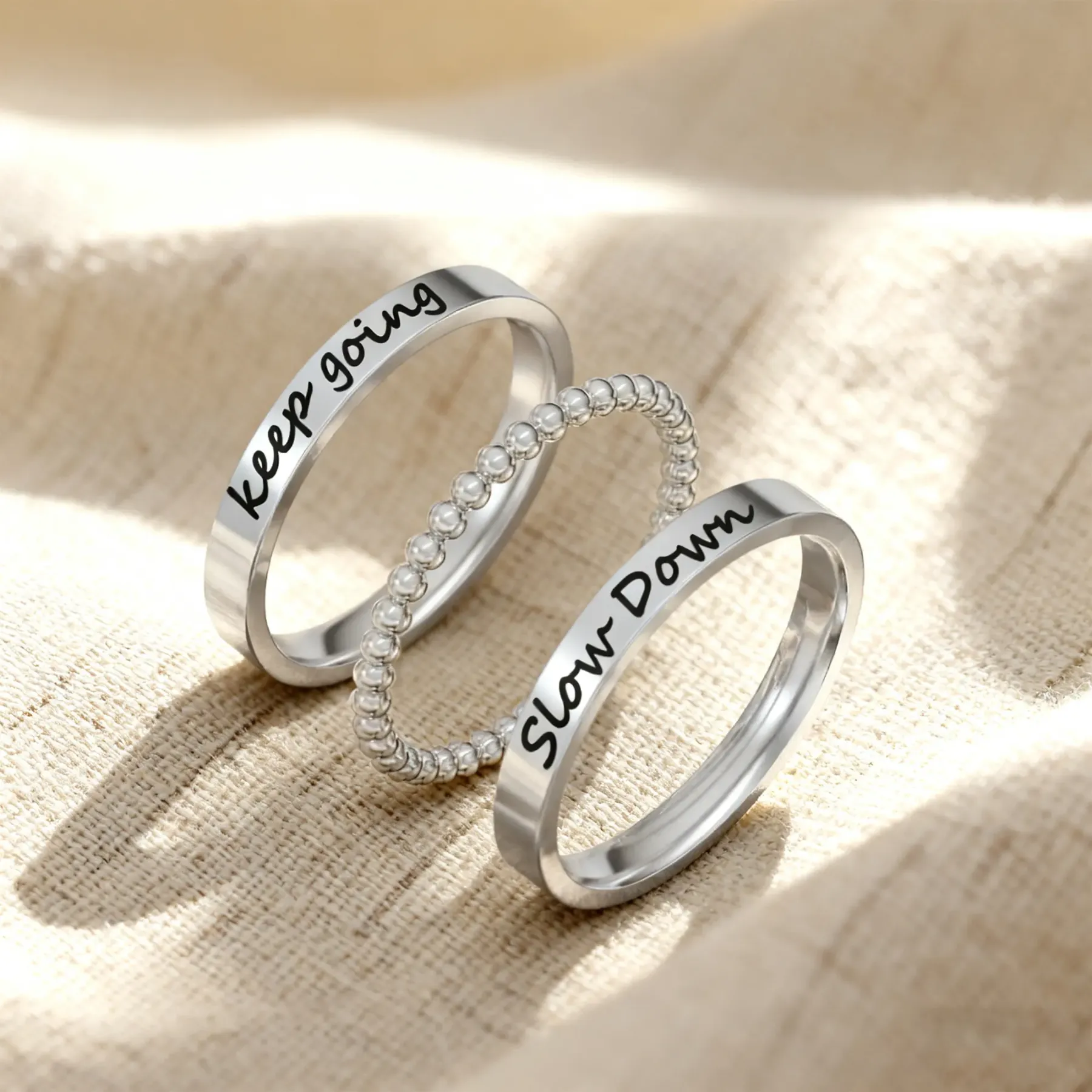 Custom 3 Pcs Name Ring Set