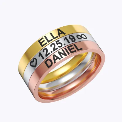 Personalized Stackable Triple-Color Ring Set