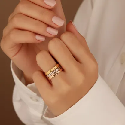 Personalized Stackable Triple-Color Ring Set