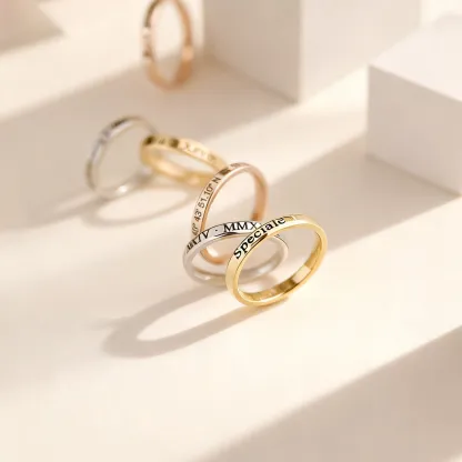 Personalized Stackable Triple-Color Ring Set