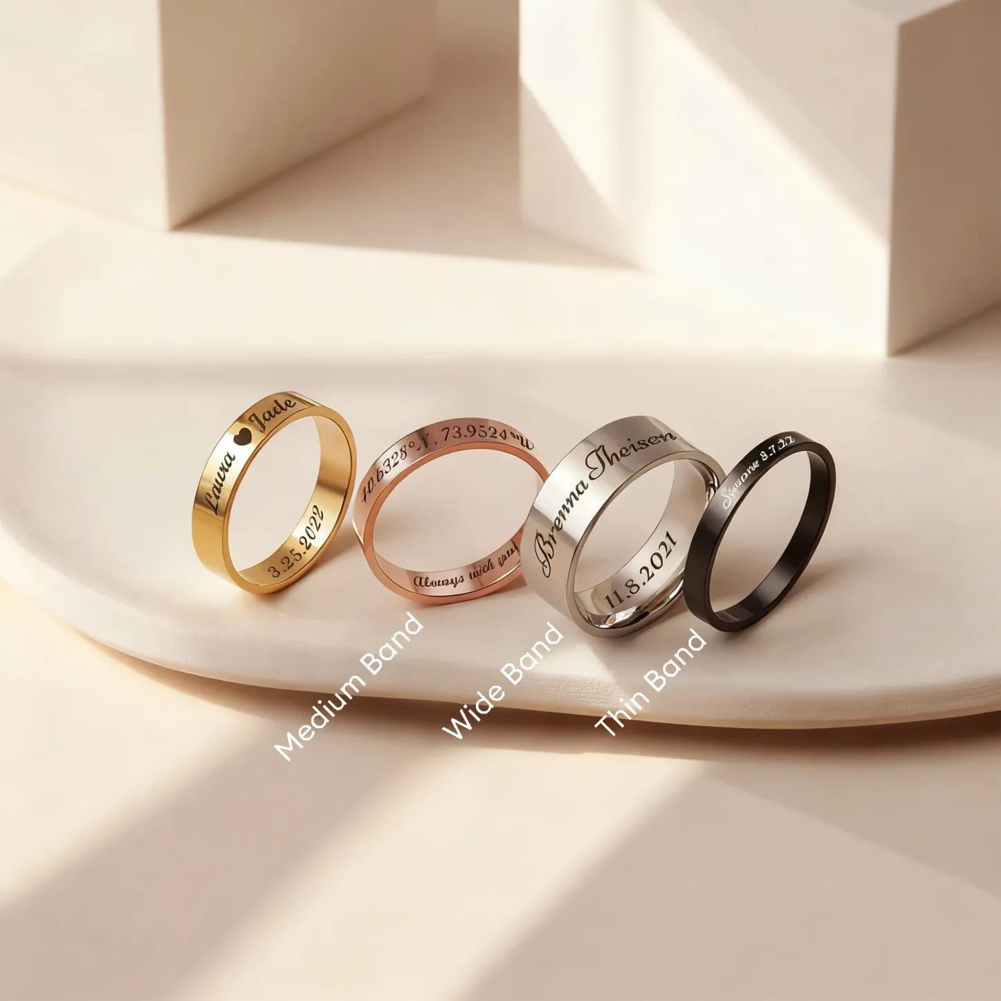 Custom Engraving Minimalist Stacking Ring
