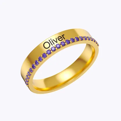 Custom Name Ring with Pavé Accents