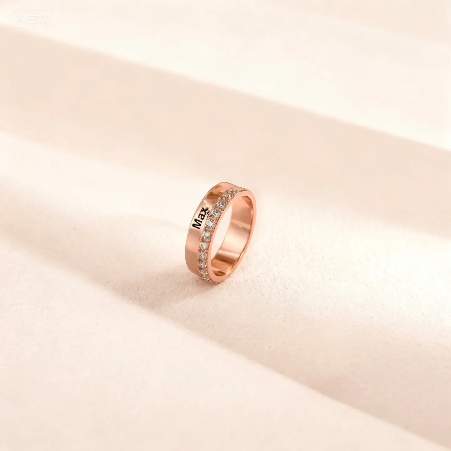 Custom Name Ring with Pavé Accents