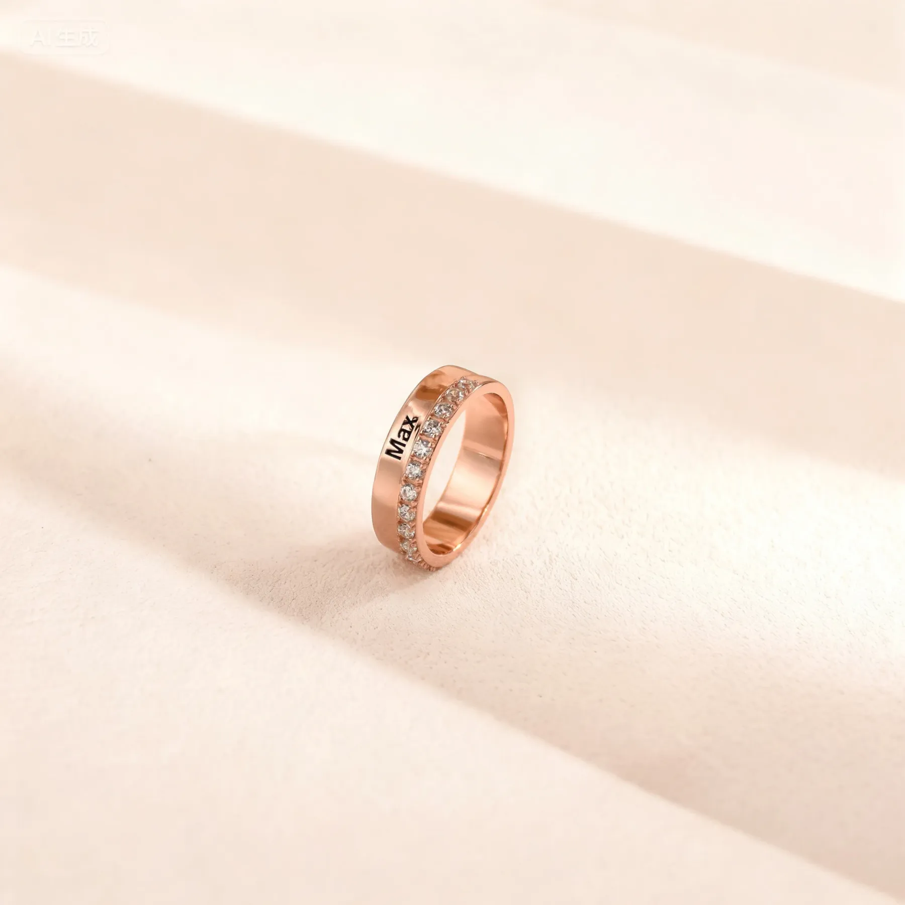 Custom Name Ring with Pavé Accents