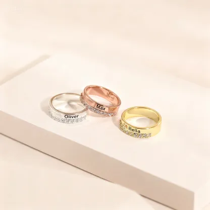 Custom Name Ring with Pavé Accents