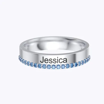 Custom Name Ring with Pavé Accents