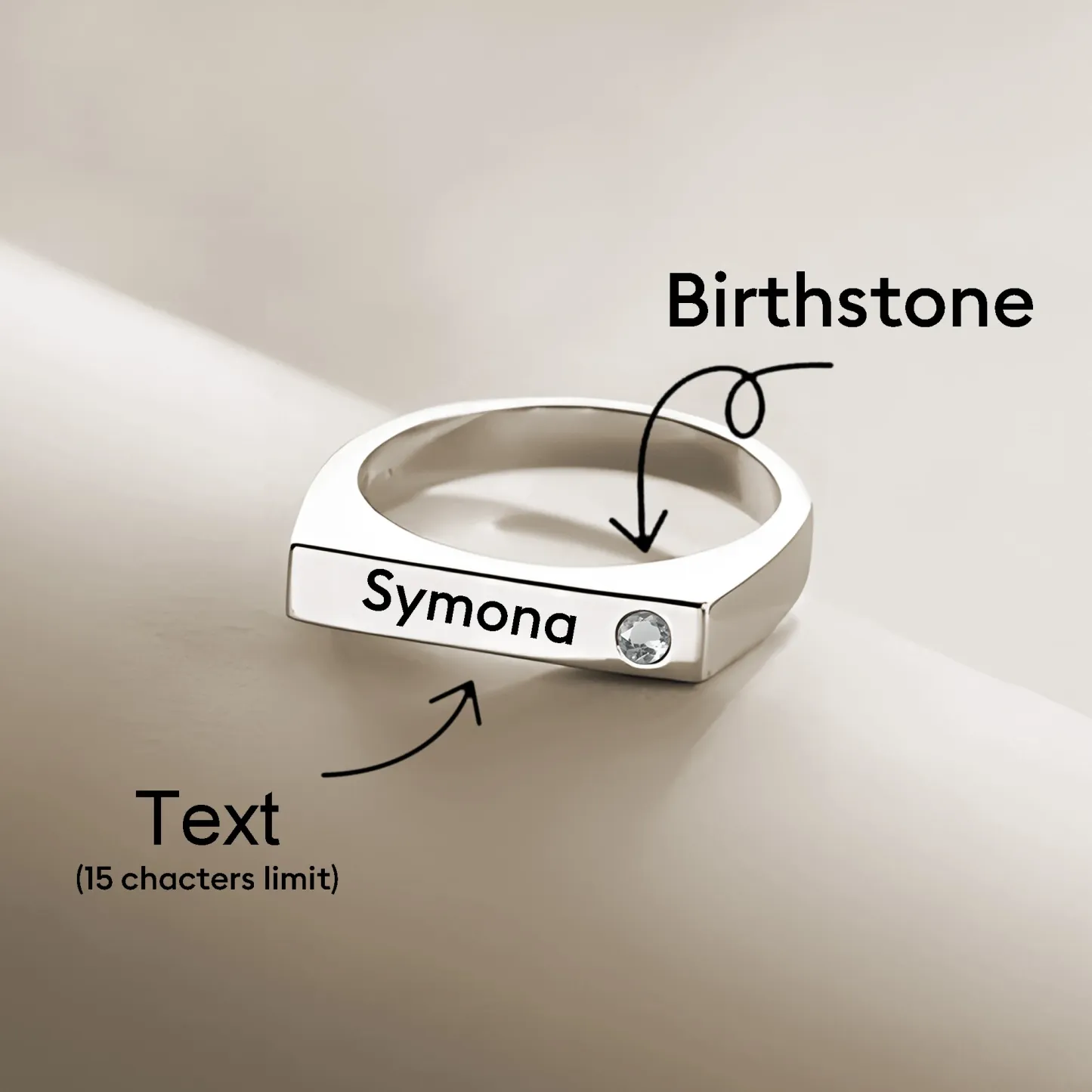 Custom Name Ring with Round Birthstone