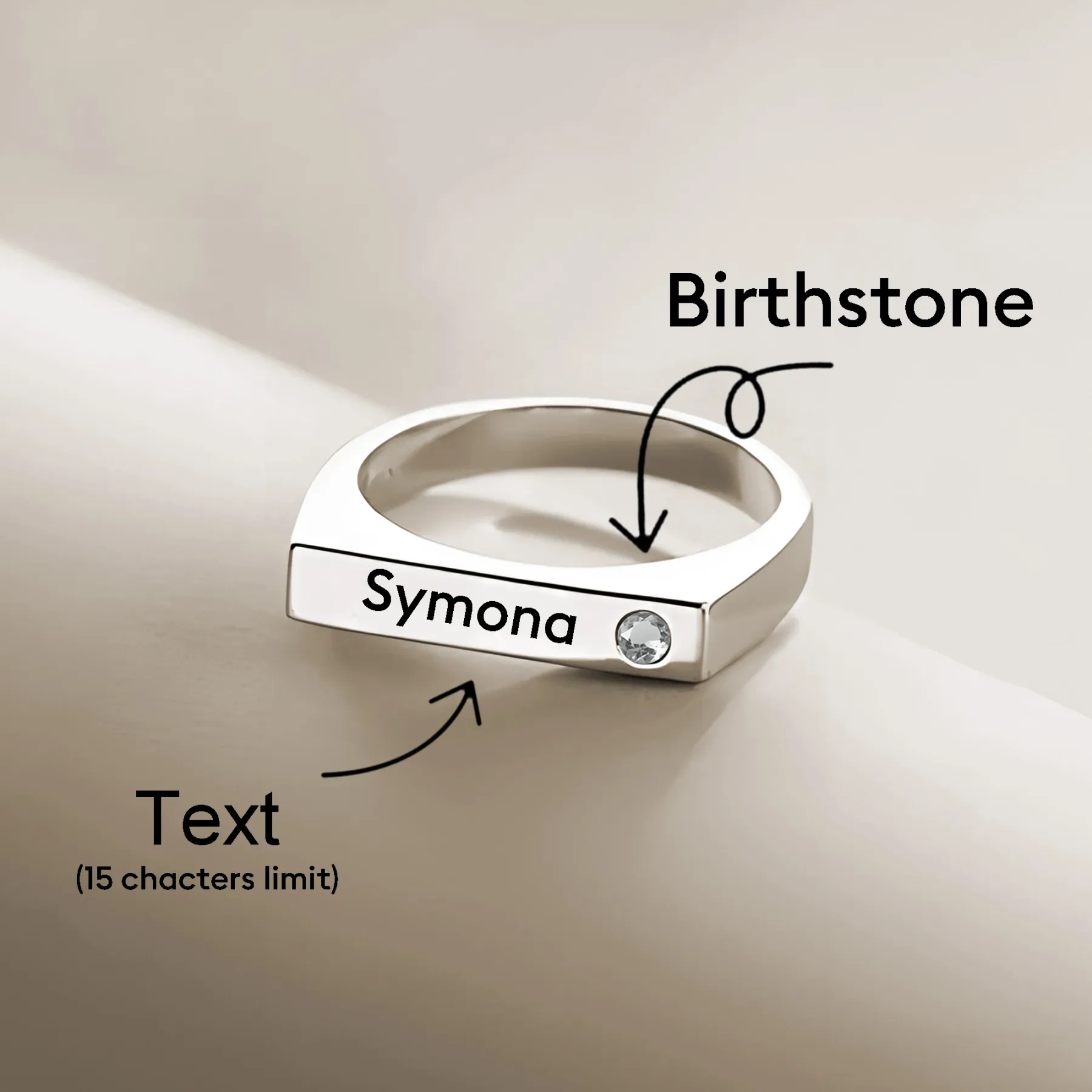 Custom Name Ring with Round Birthstone