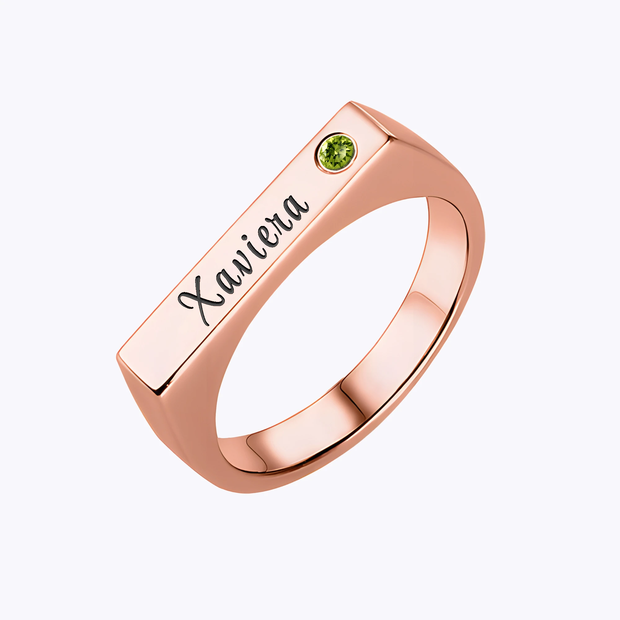 Custom Name Ring with Round Birthstone