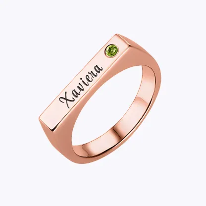 Custom Name Ring with Round Birthstone