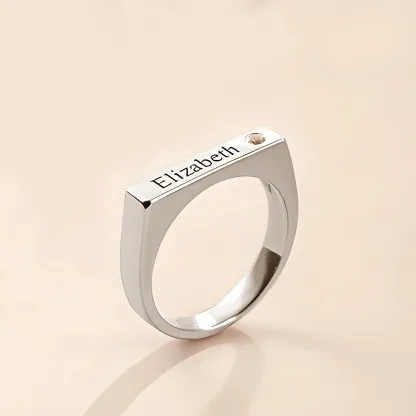 Custom Name Ring with Round Birthstone