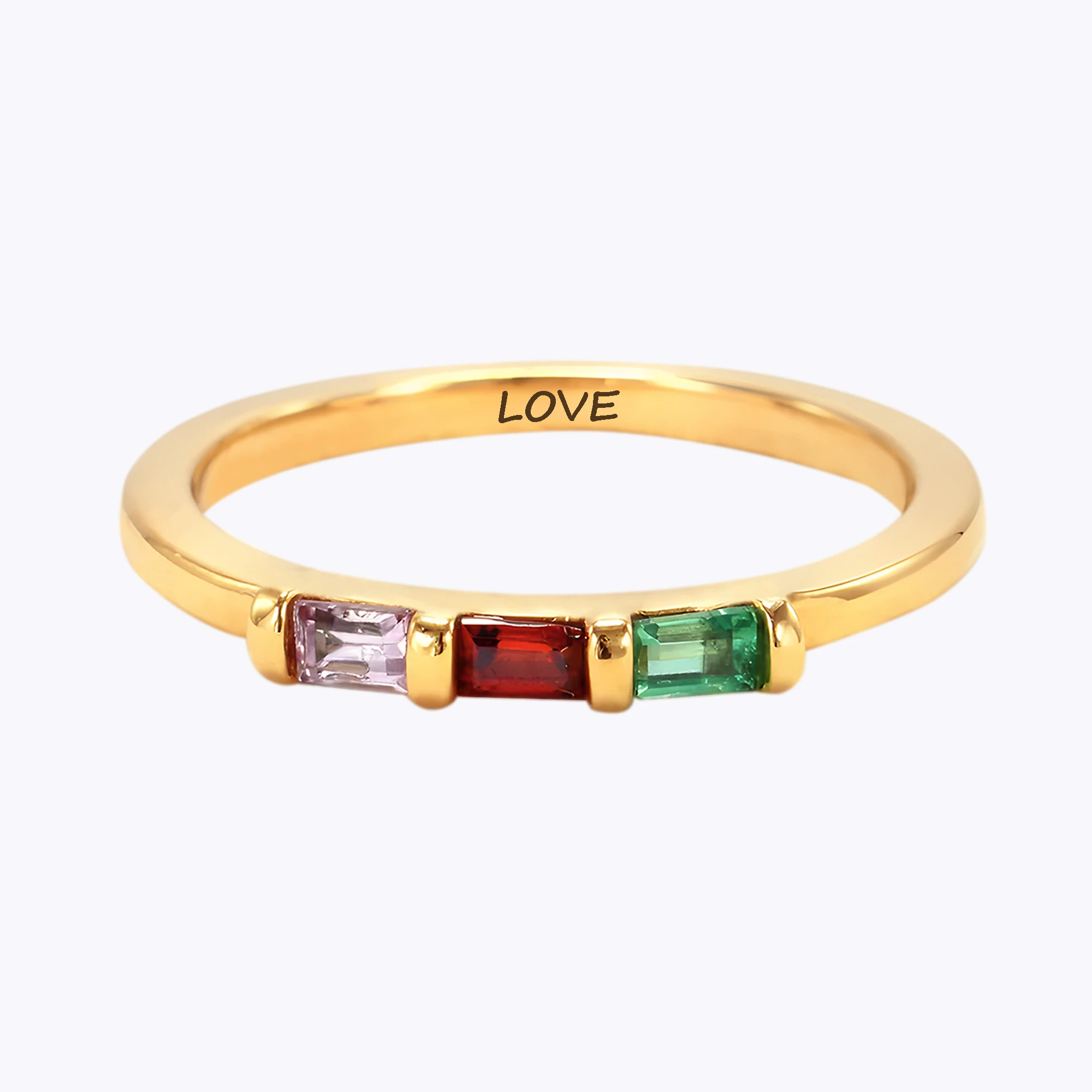 Personalized 1-8 Baguette Birthstone Ring