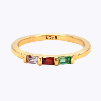 Personalized 1-8 Baguette Birthstone Ring