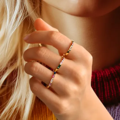 Personalized 1-8 Baguette Birthstone Ring