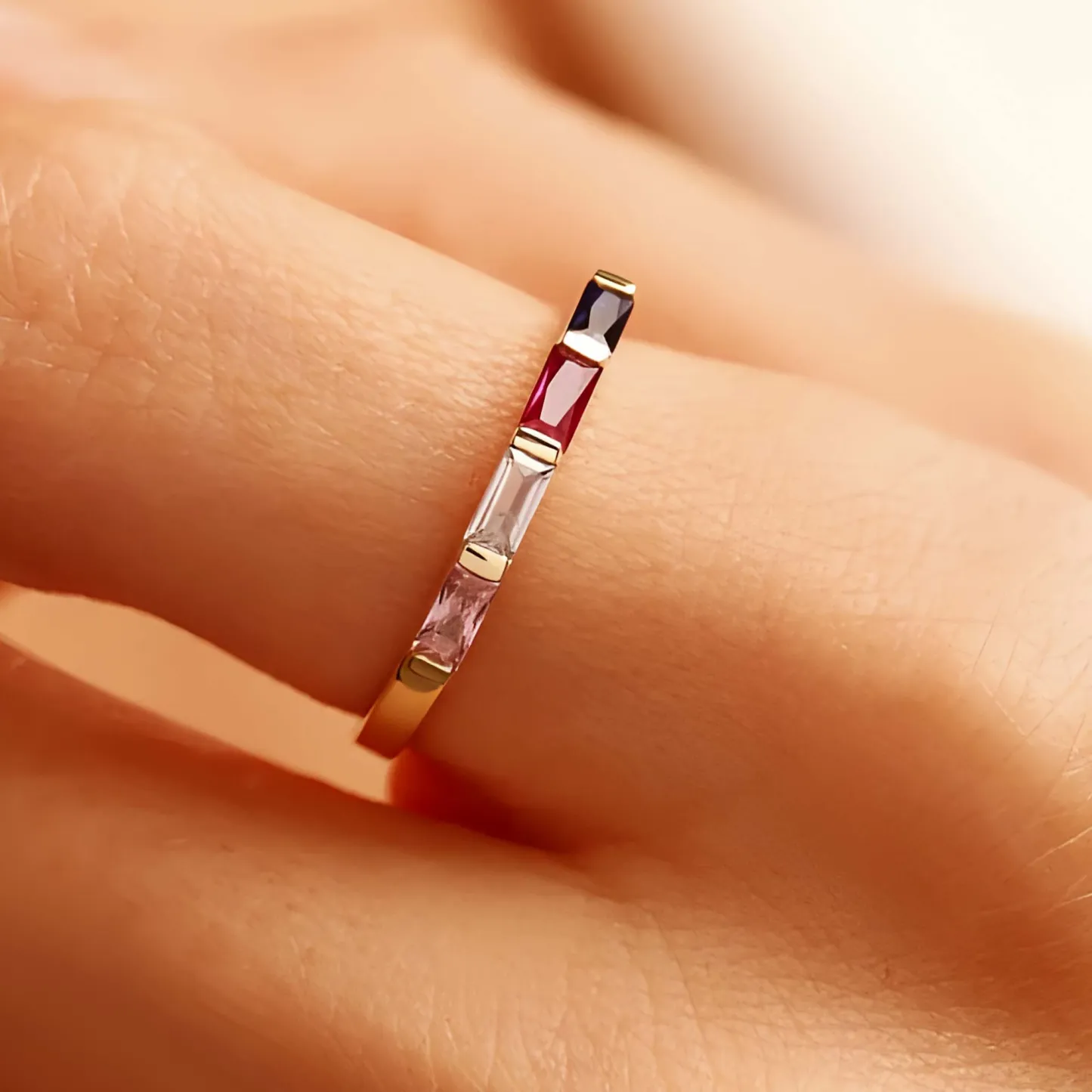 Personalized 1-8 Baguette Birthstone Ring