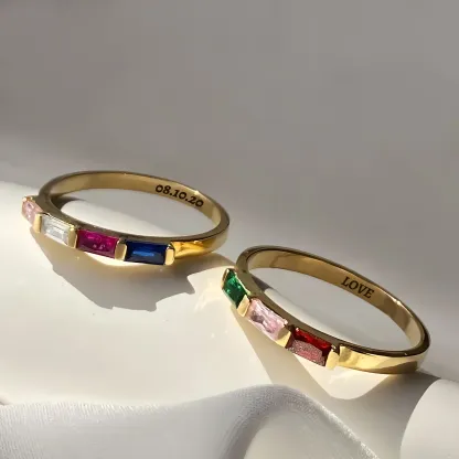 Personalized 1-8 Baguette Birthstone Ring