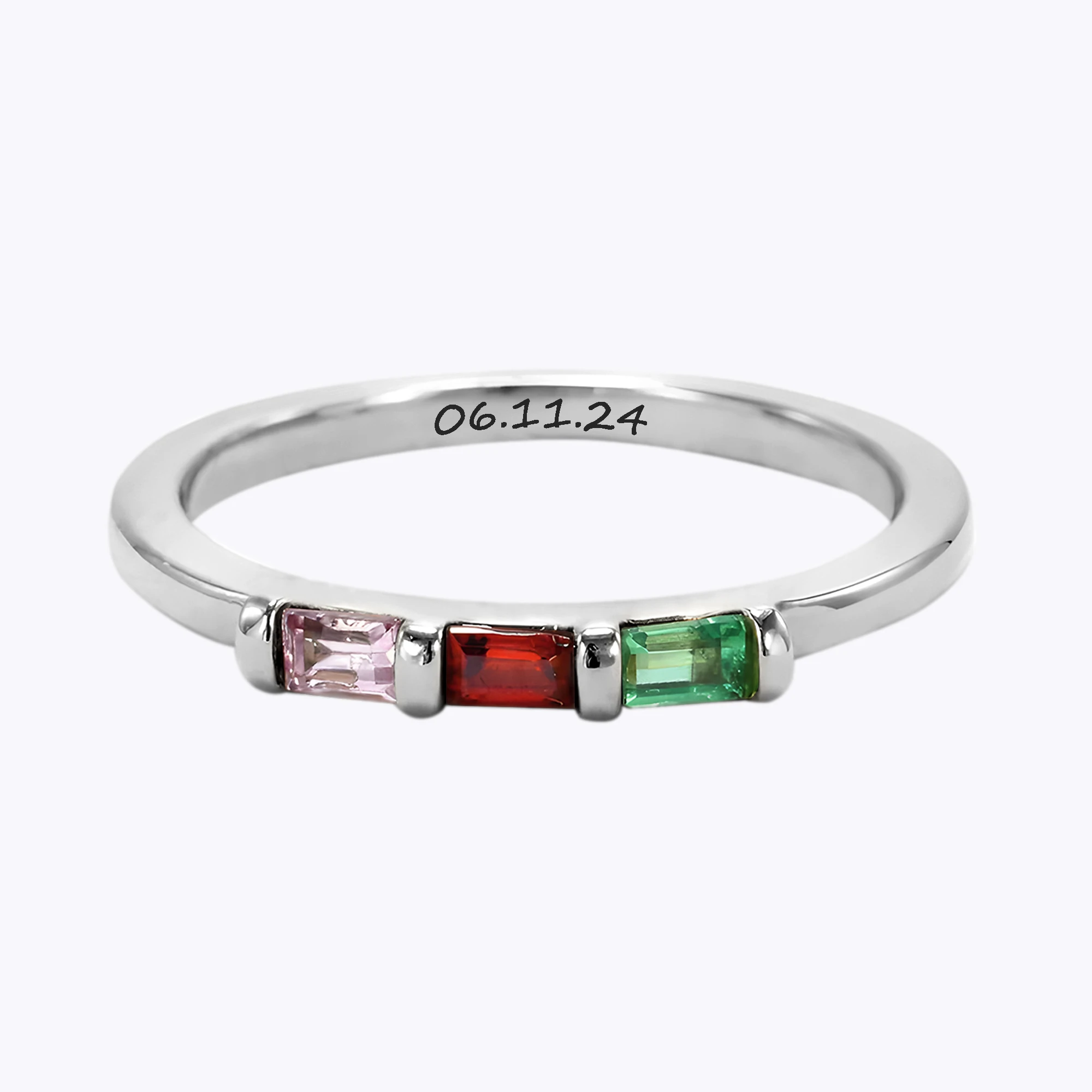 Personalized 1-8 Baguette Birthstone Ring