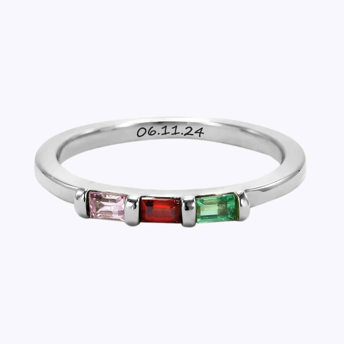 Personalized 1-8 Baguette Birthstone Ring