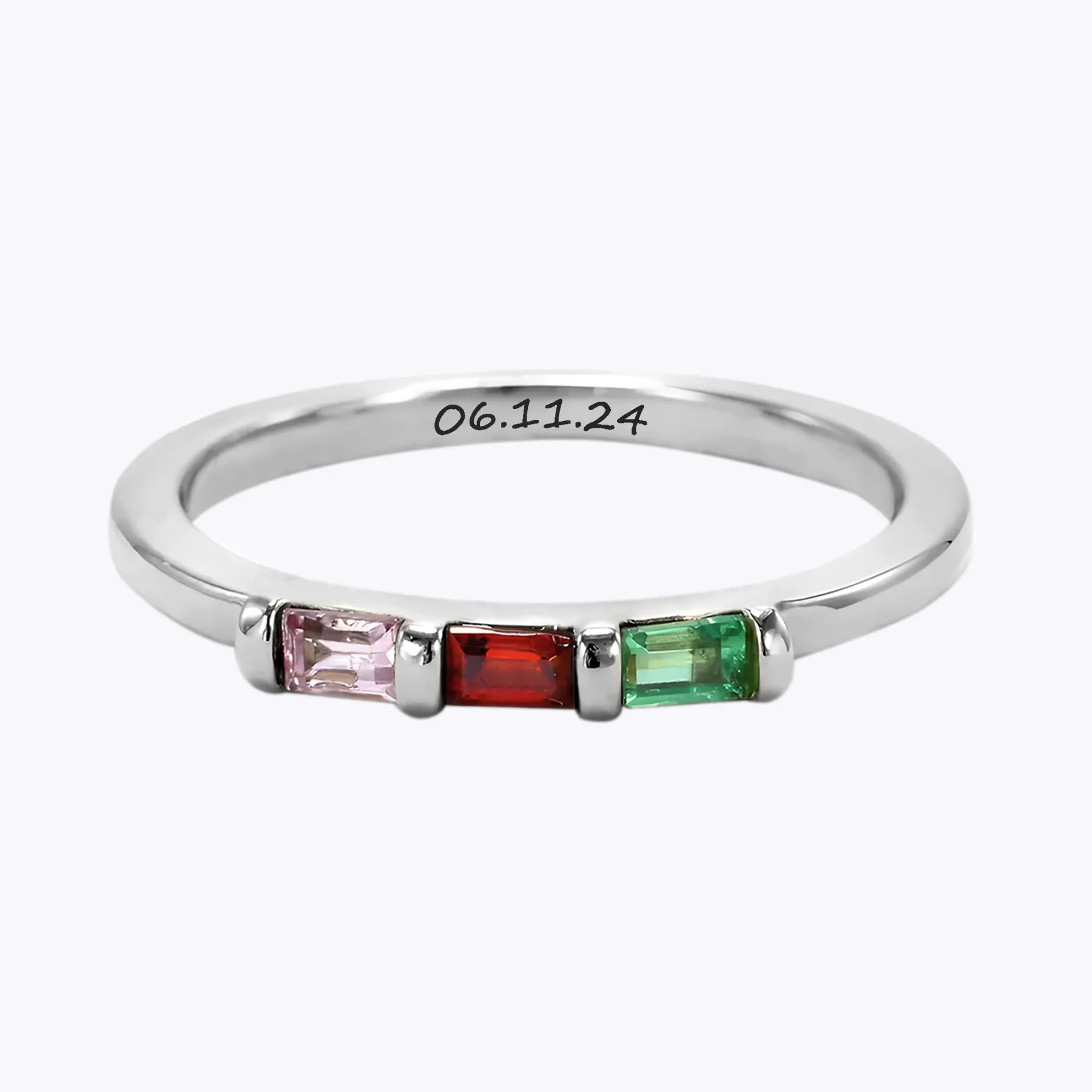 Personalized 1-8 Baguette Birthstone Ring