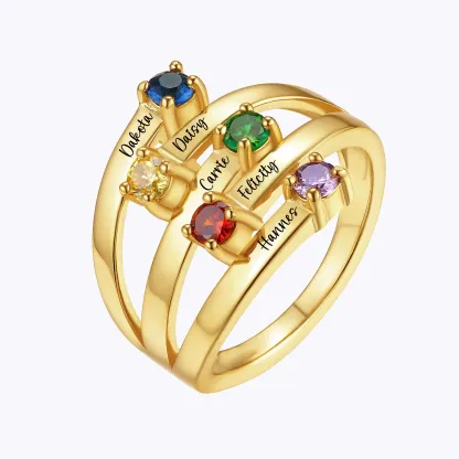 Personalized 1-8 Round Birthstone Name Ring