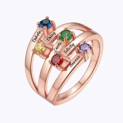 Personalized 1-8 Round Birthstone Name Ring
