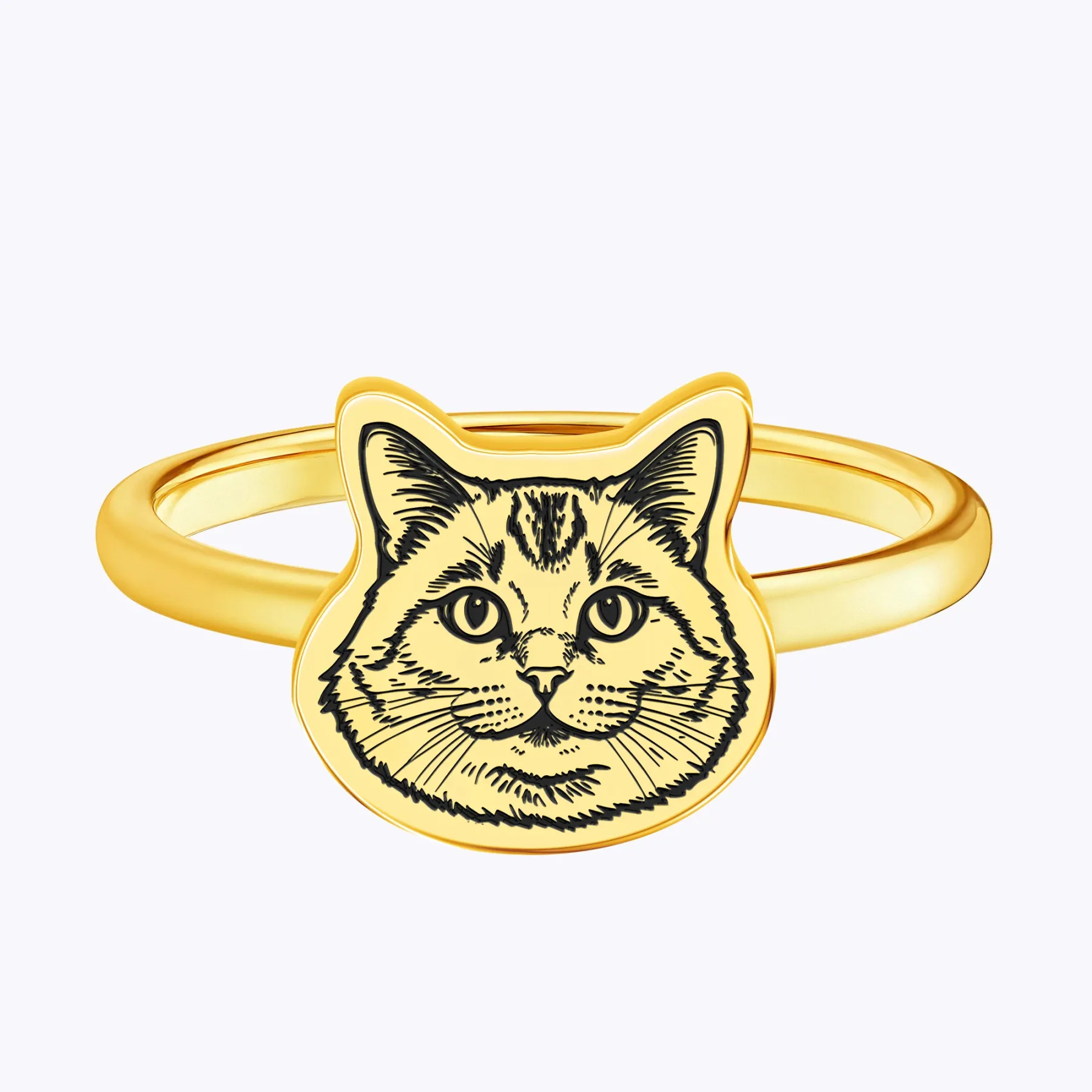 Custom Engraved Cat Dog Face Photo Ring