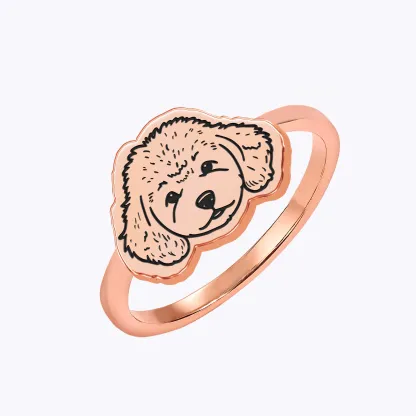 Custom Engraved Cat Dog Face Photo Ring