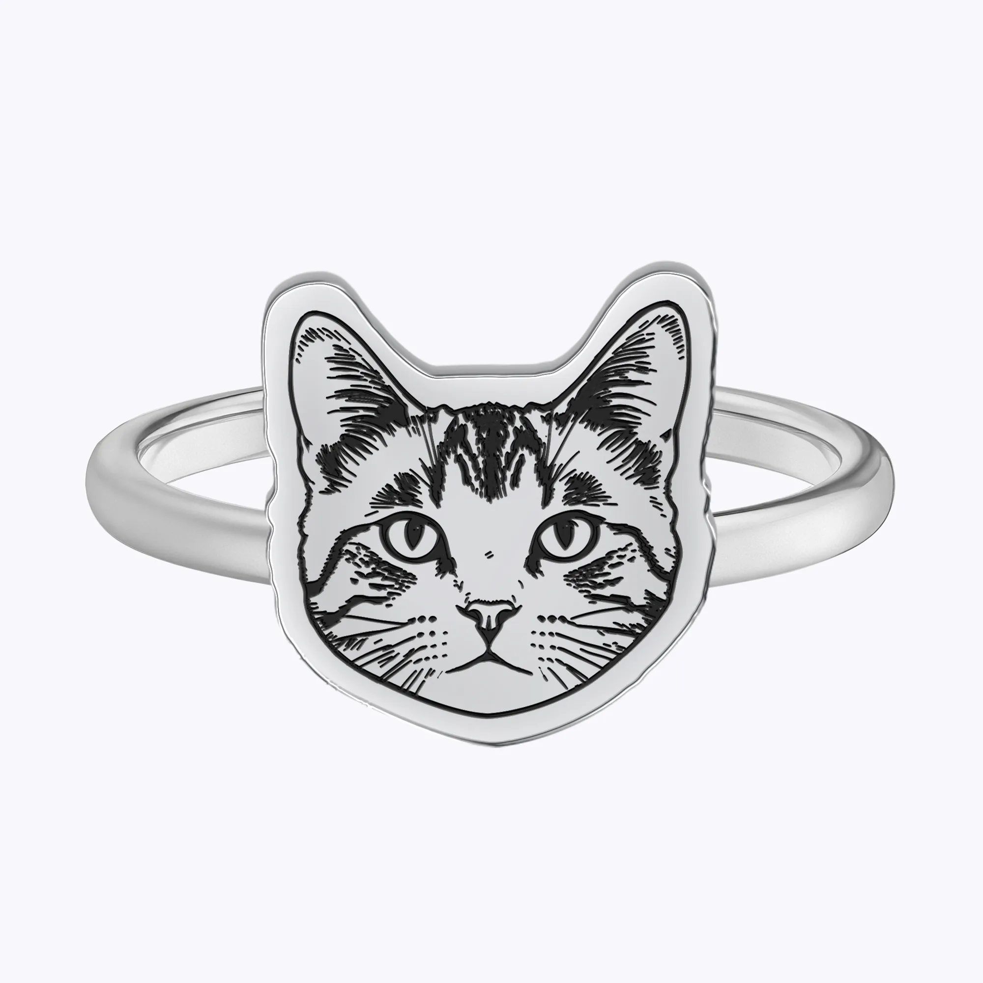 Custom Engraved Cat Dog Face Photo Ring