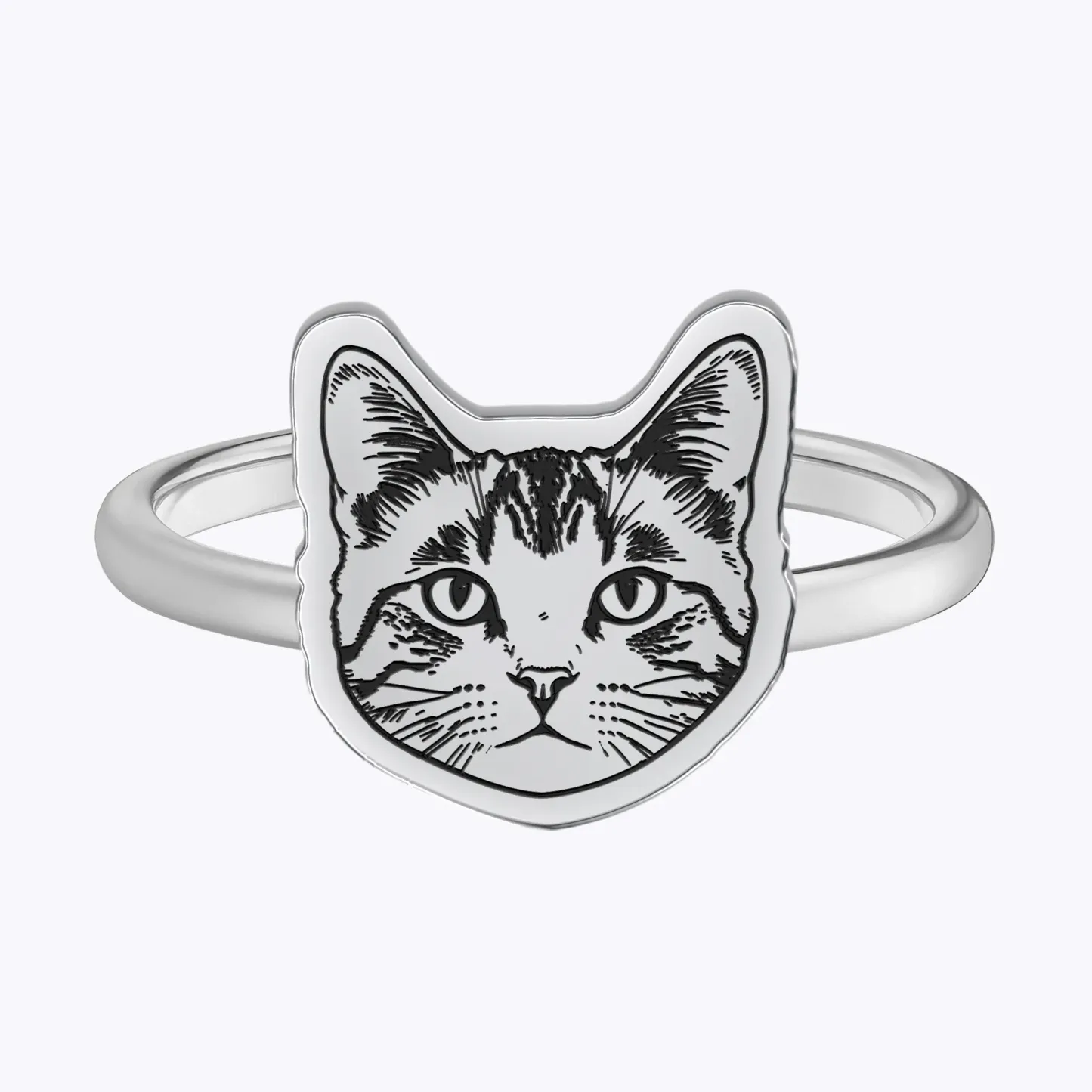 Custom Engraved Cat Dog Face Photo Ring