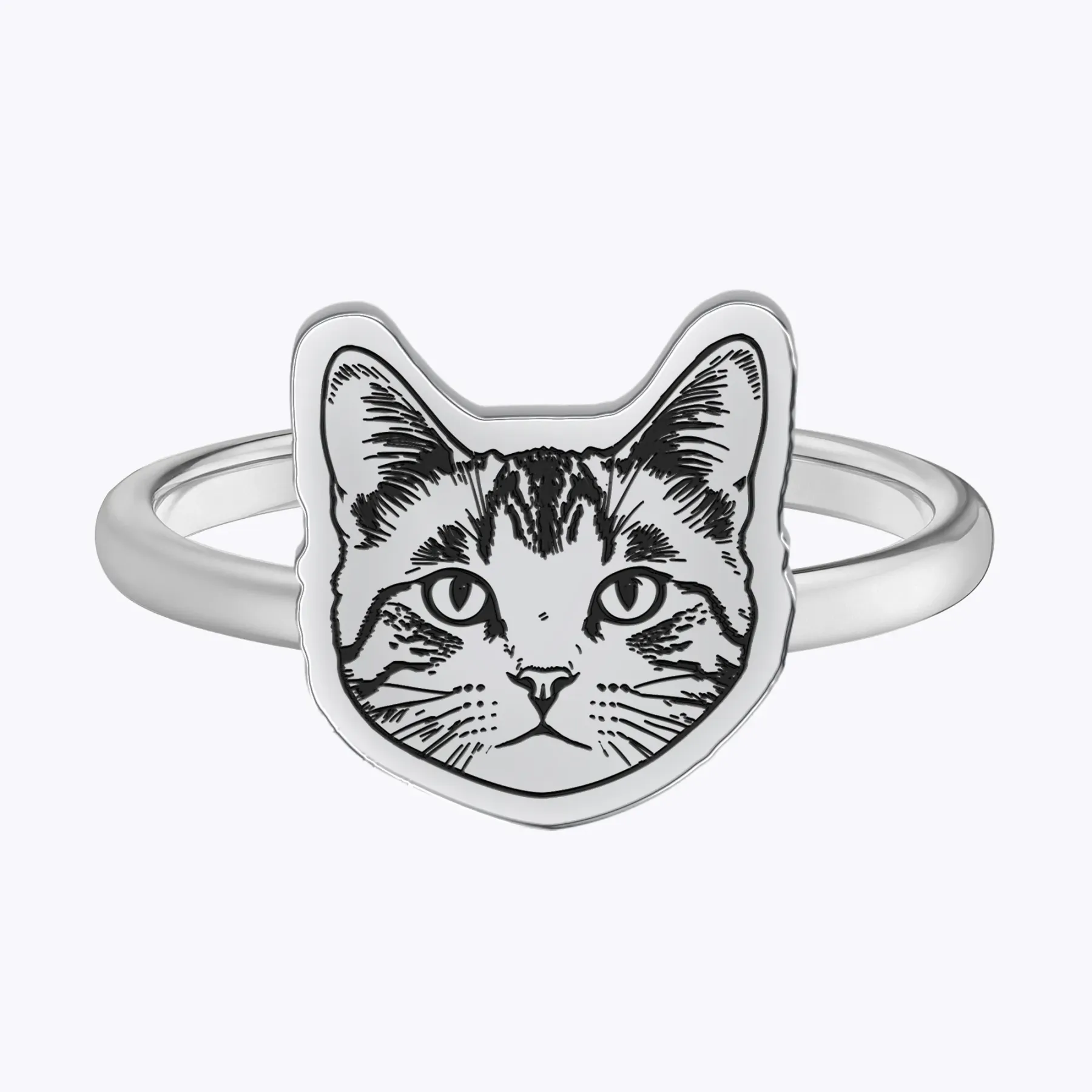 Custom Engraved Cat Dog Face Photo Ring