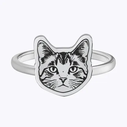 Custom Engraved Cat Dog Face Photo Ring