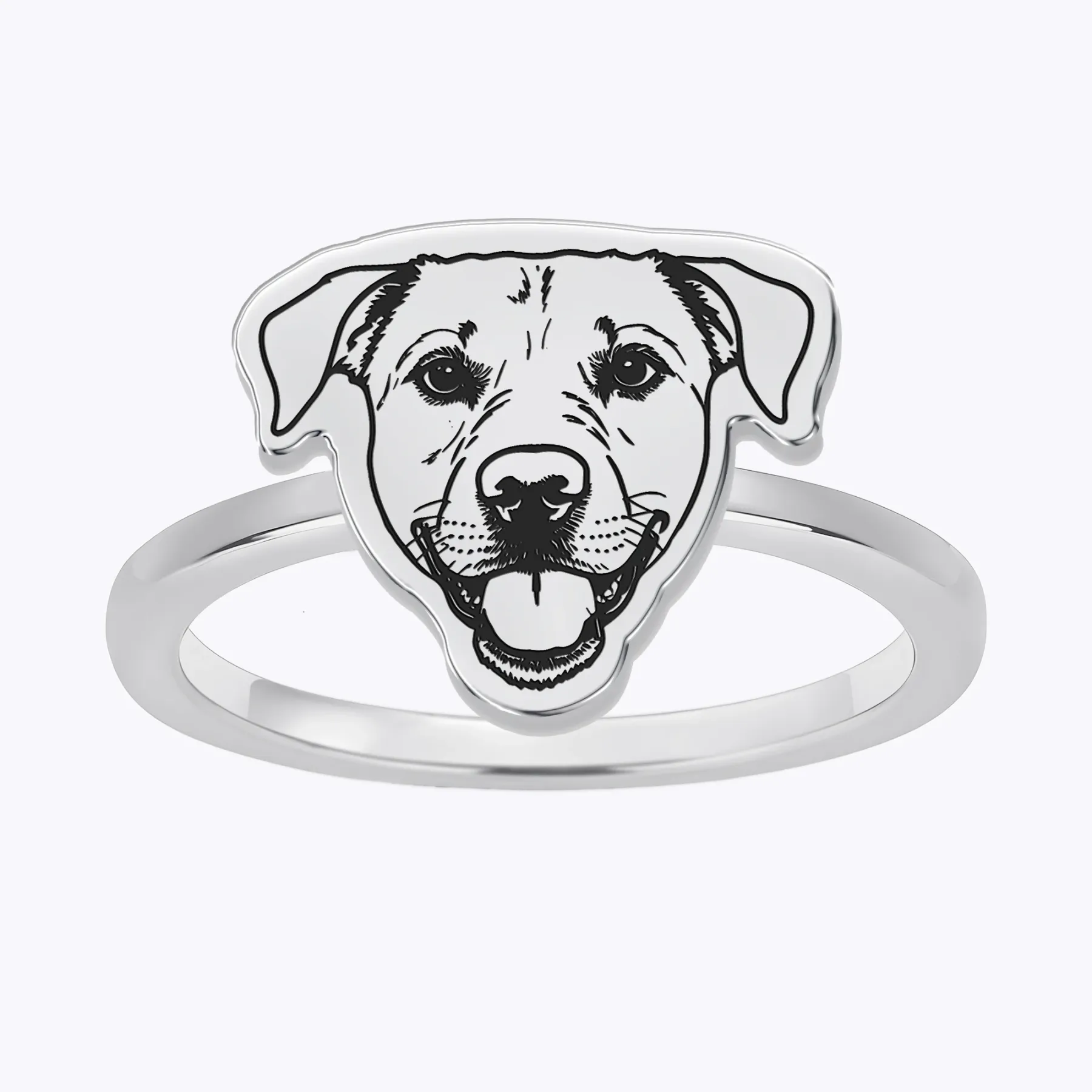 Custom Engraved Cat Dog Face Photo Ring