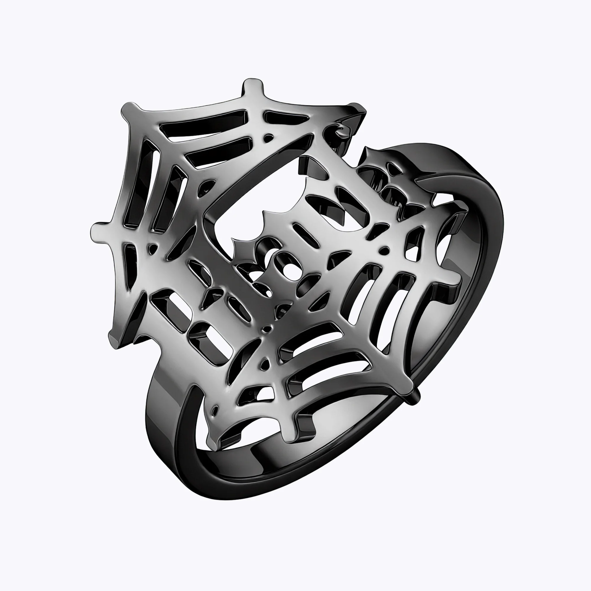 Personalized Halloween Cobweb Gothic Name Ring