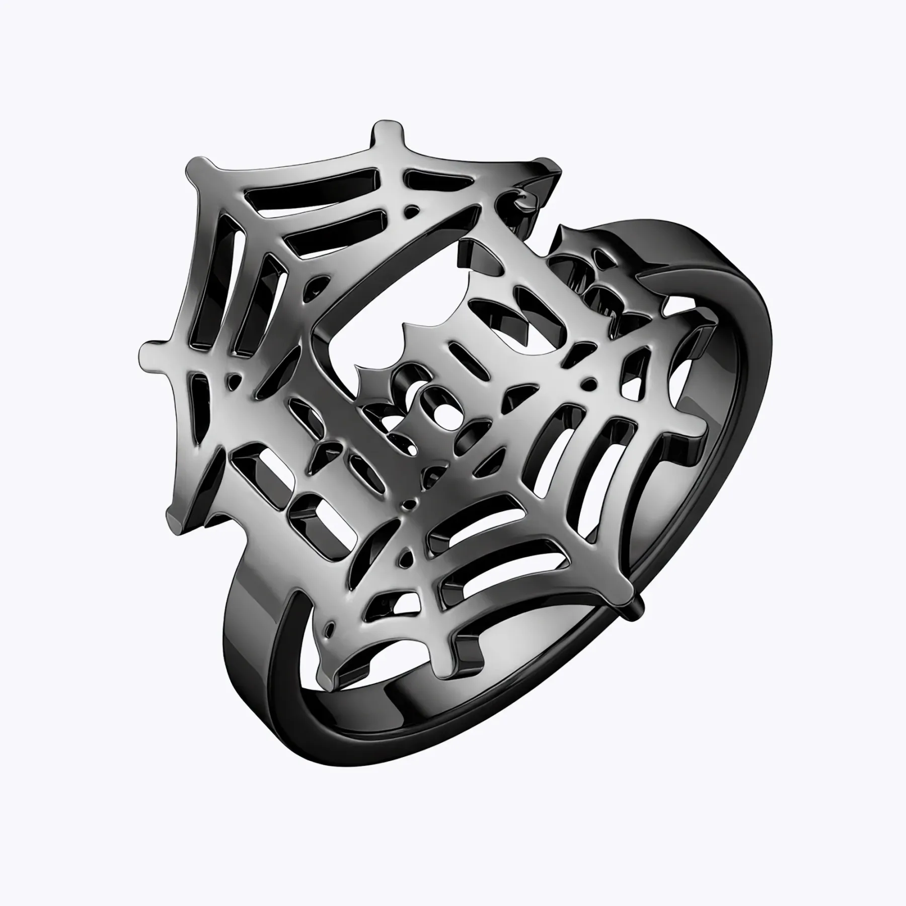 Personalized Halloween Spider Gothic Name Necklace and Cobweb Name Ring Set