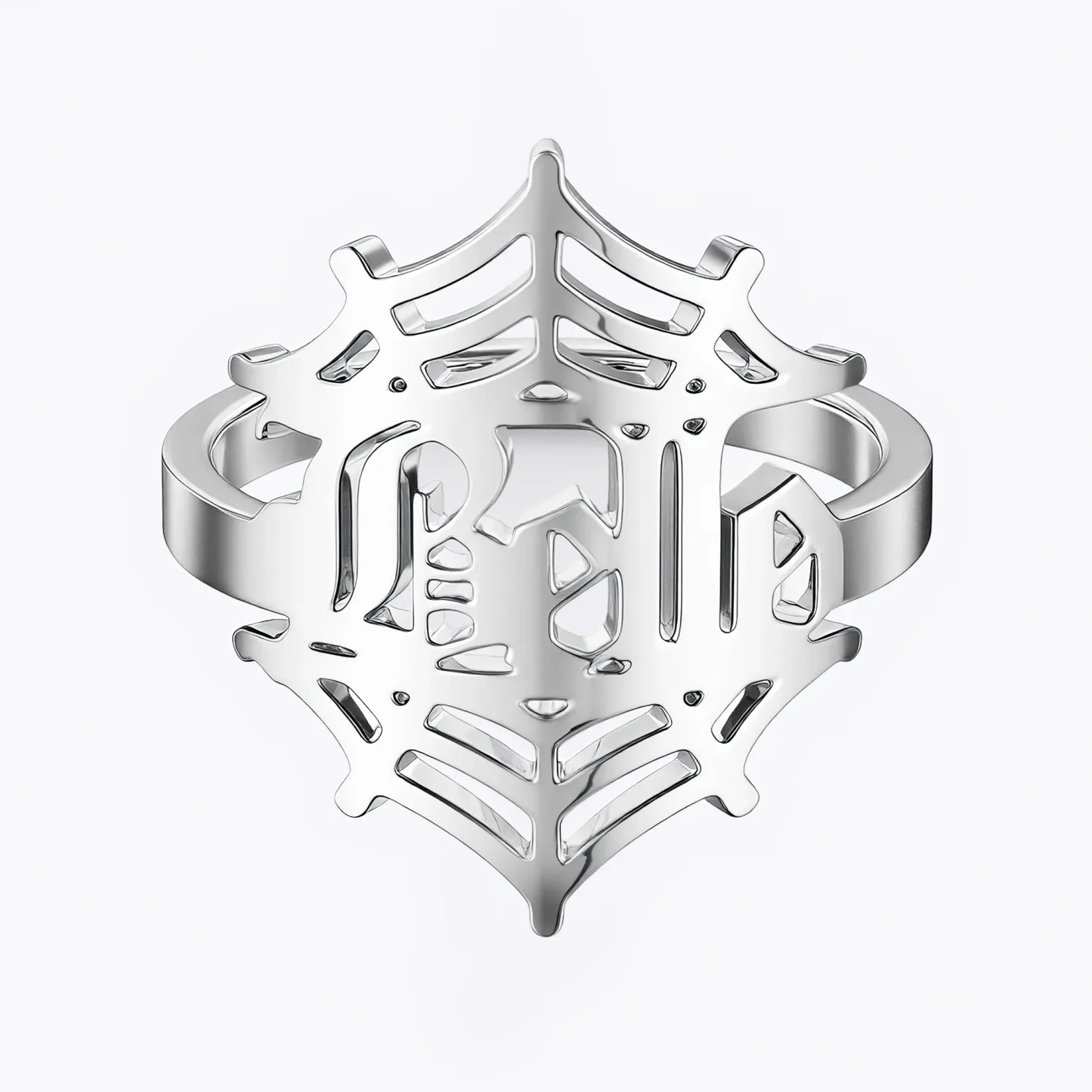 Personalized Halloween Spider Gothic Name Necklace and Cobweb Name Ring Set