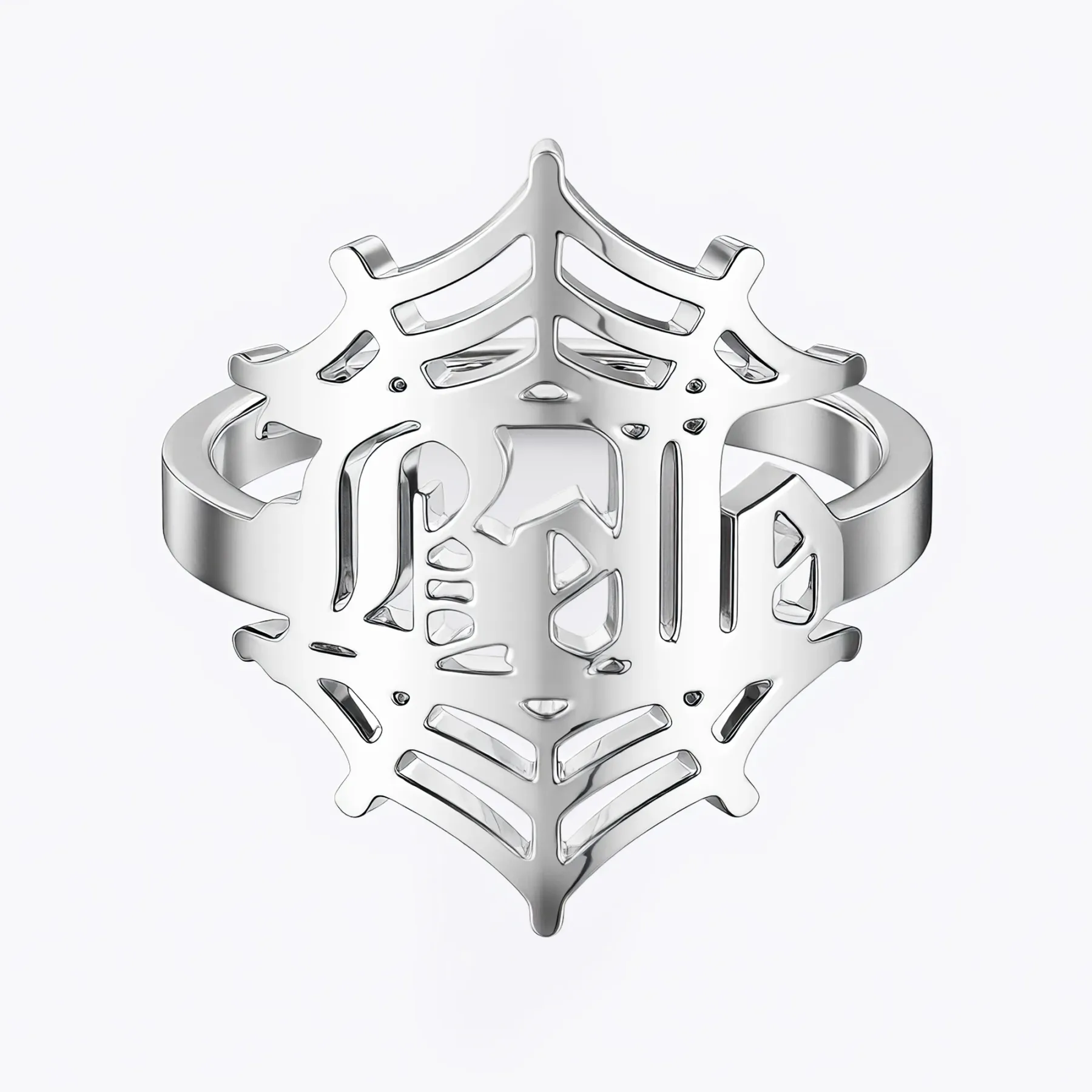 Personalized Halloween Spider Gothic Name Necklace and Cobweb Name Ring Set