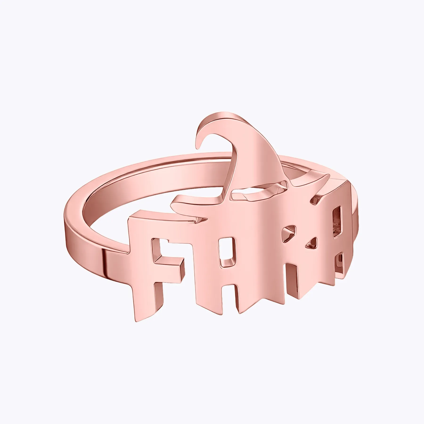 Personalized Halloween House Gothic Name Necklace and Witch Hat Name Ring Set