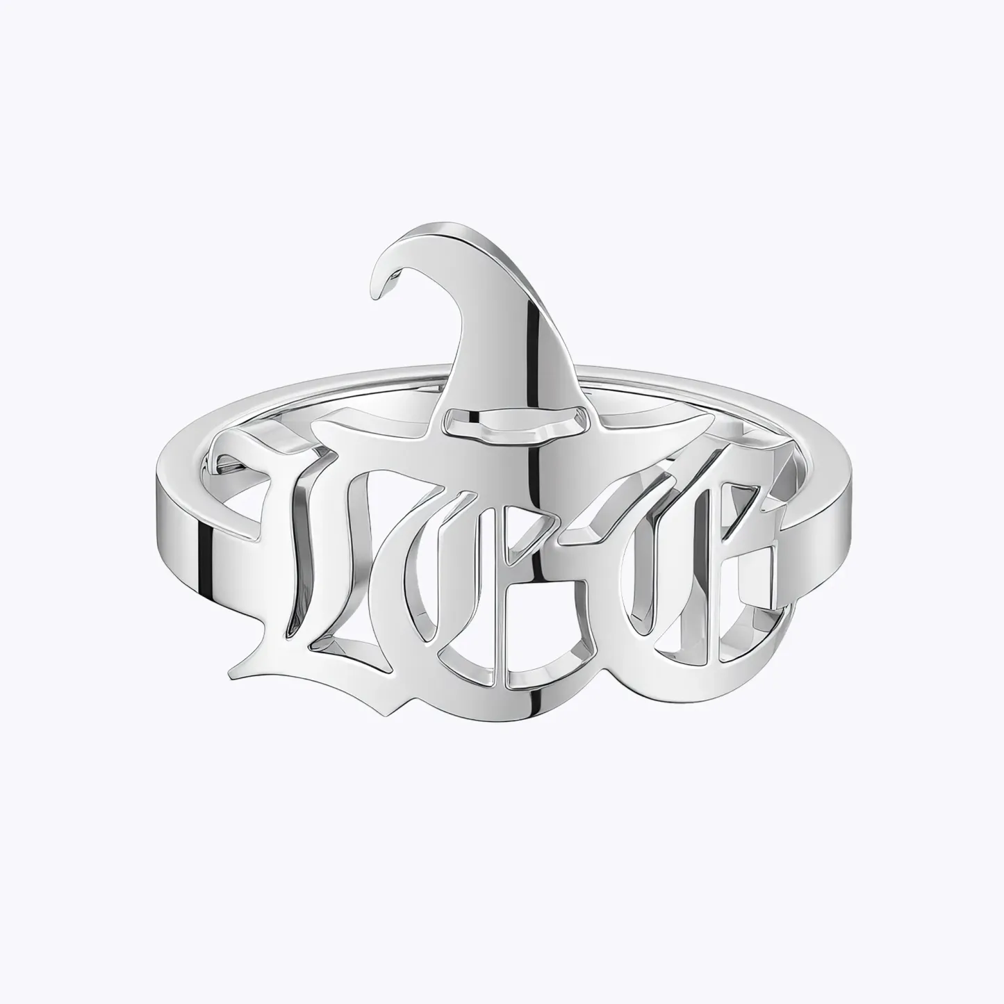 Personalized Halloween House Gothic Name Necklace and Witch Hat Name Ring Set