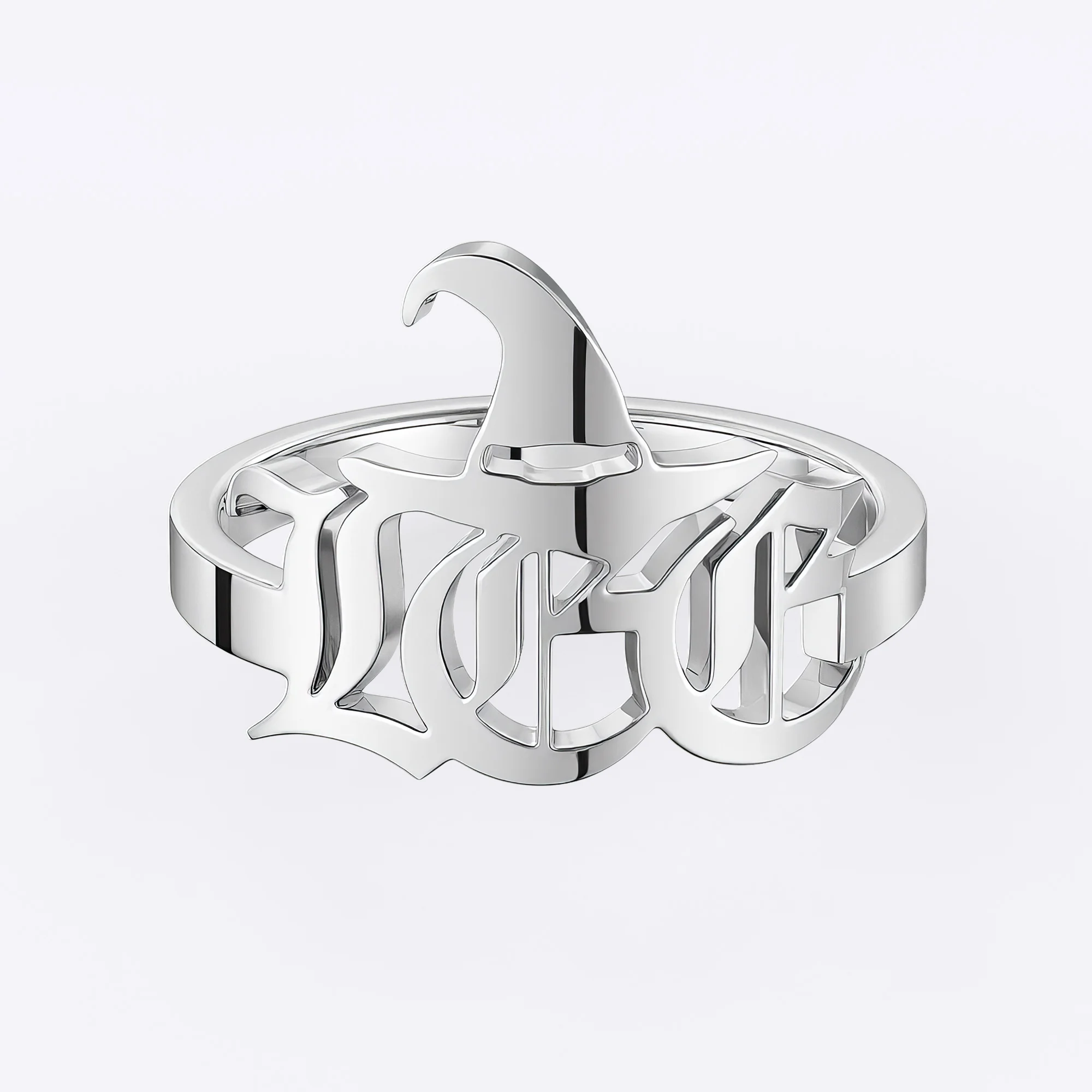 Personalized Halloween Witch Hat Gothic Name Ring