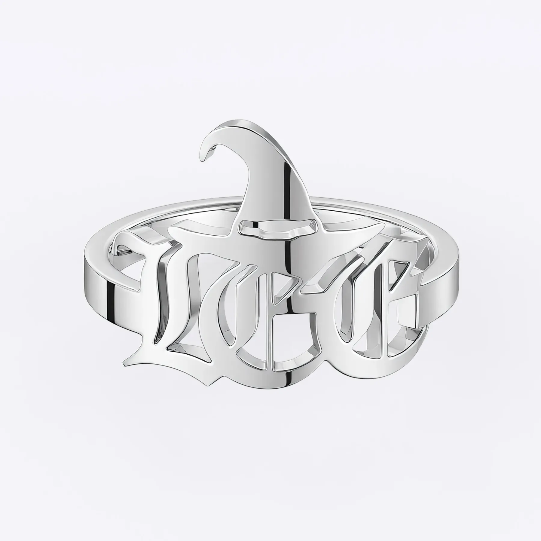 Personalized Halloween Witch Hat Gothic Name Ring