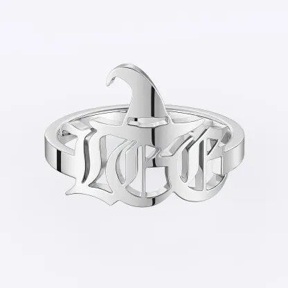 Personalized Halloween Witch Hat Gothic Name Ring
