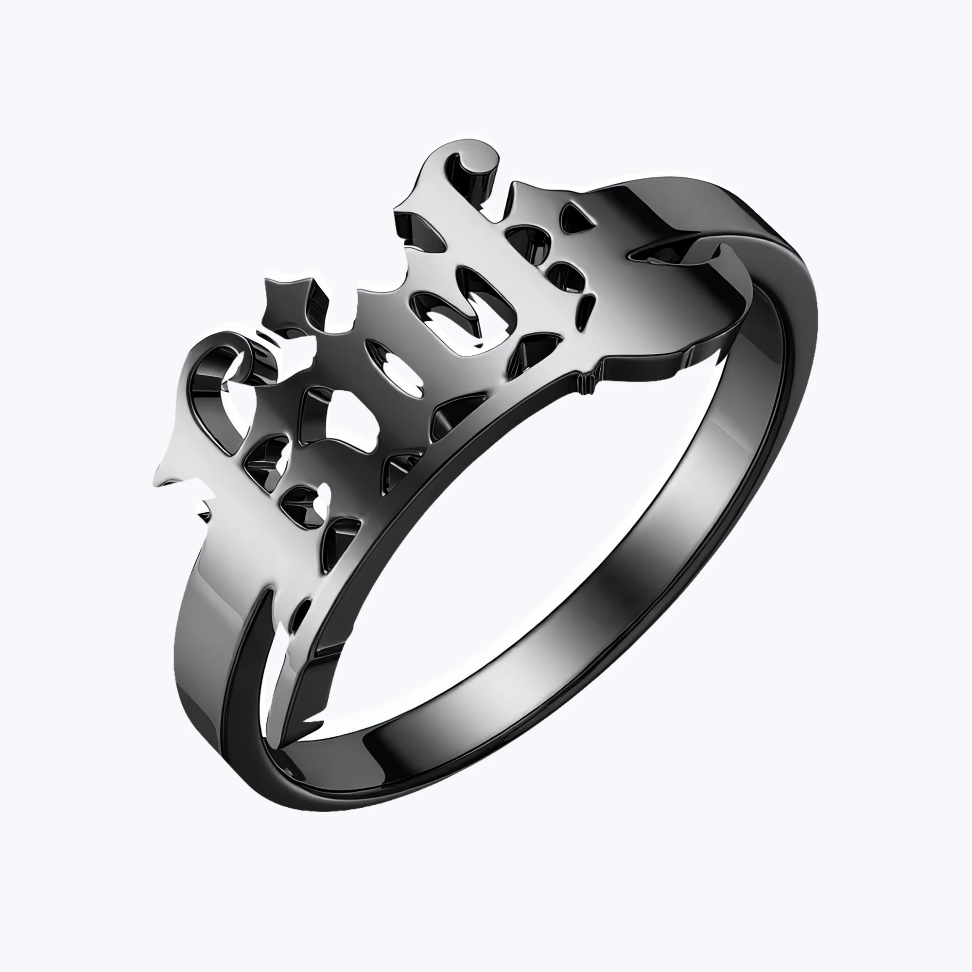 Personalized Halloween Broomstick Gothic Name Ring