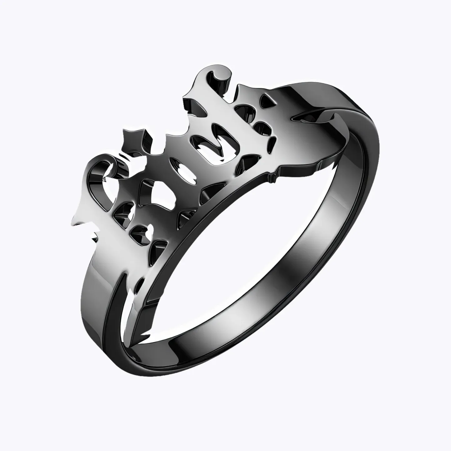 Personalized Halloween Broomstick Gothic Name Ring